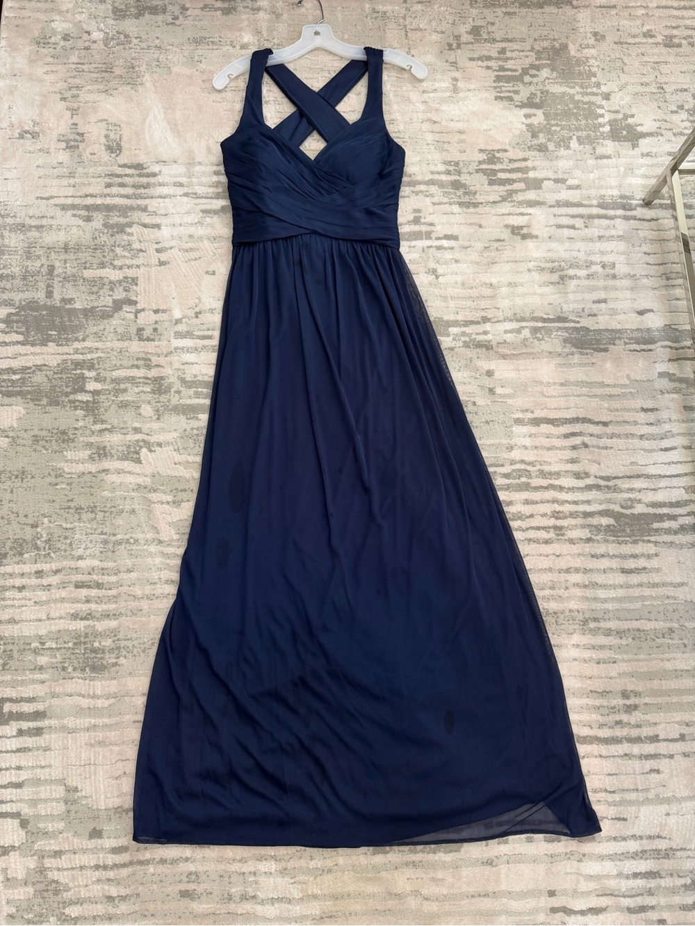 David’s bridal Navy Sleeveless Crisscross Maxi Dress
